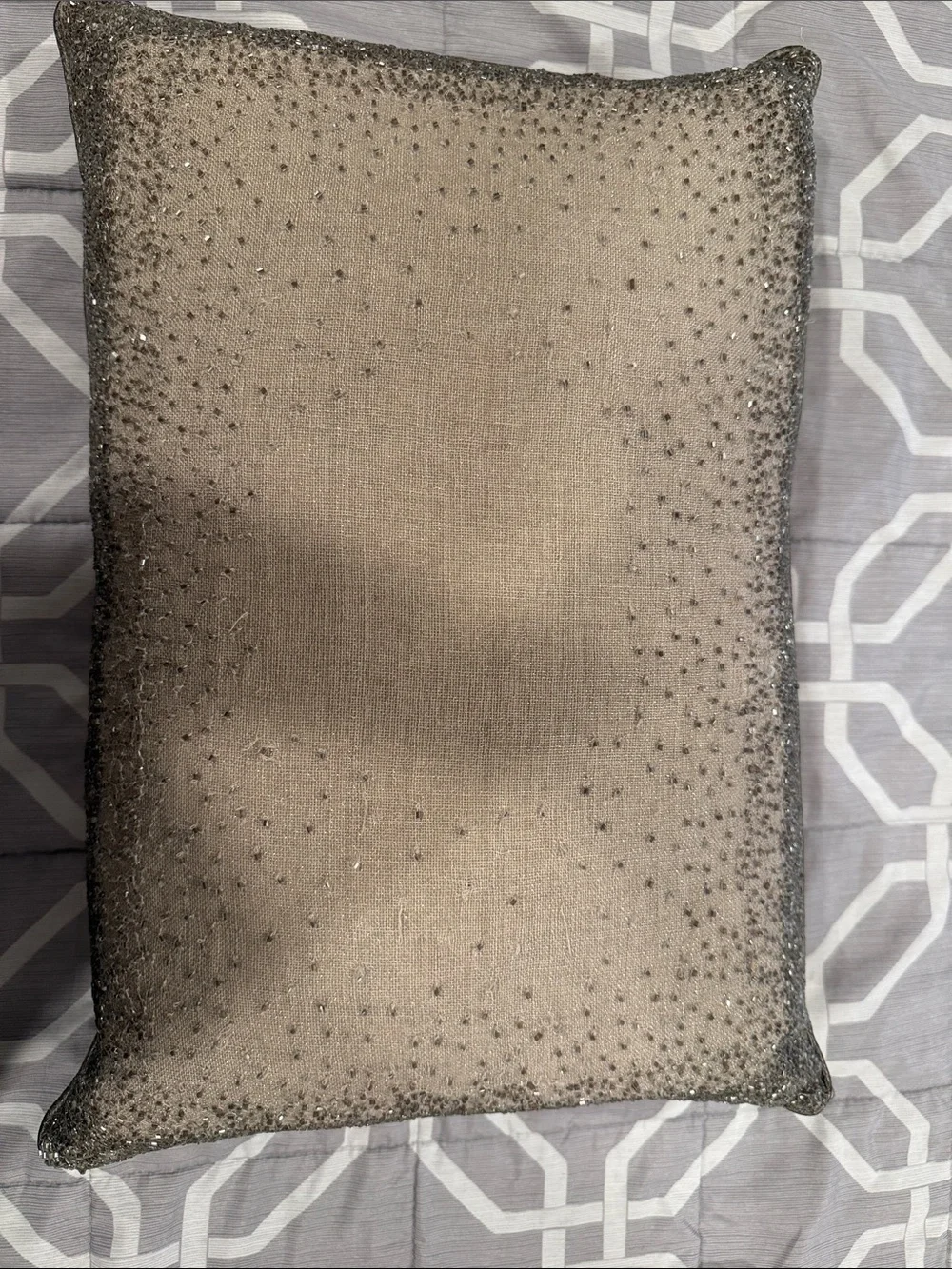 Embellished Taupe Decorative Throw Pillow - Sparkle Accent